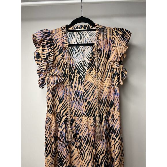 ULLA JOHNSON Lina Coverup Mini Dress Fig Brown Women's P XS Cotton Lightweight - Picture 3 of 9